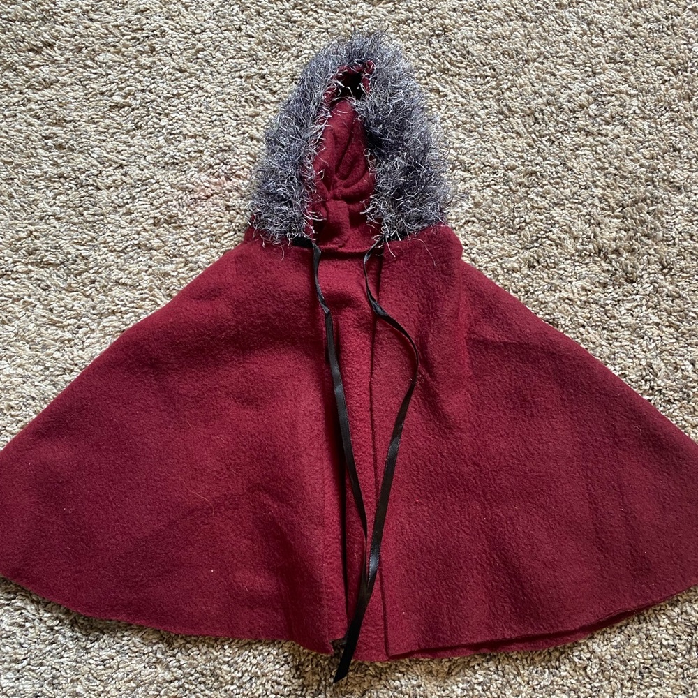Burgundy Hooded Cape for American Girl Dolls